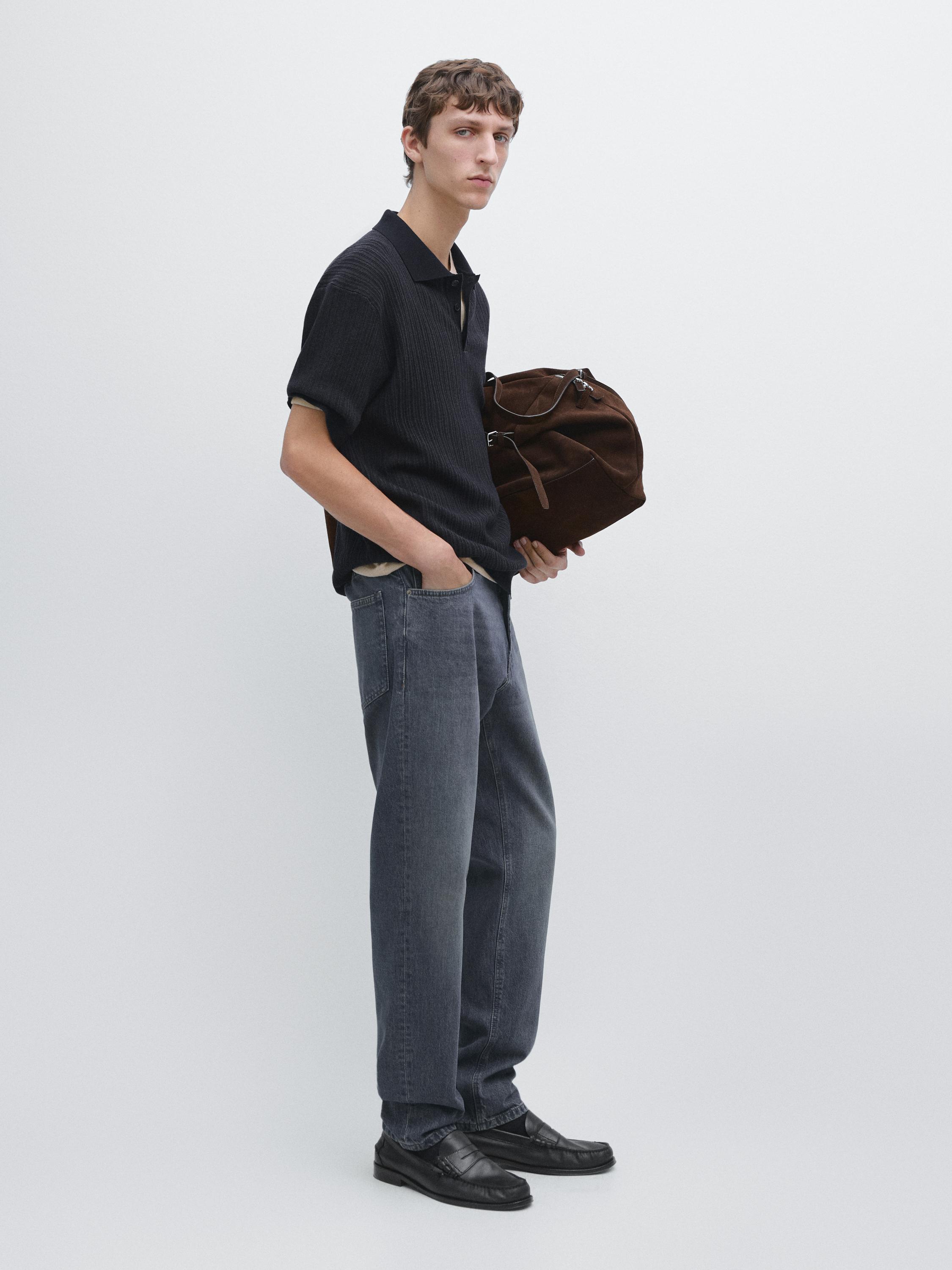 Short sleeve textured knit polo shirt